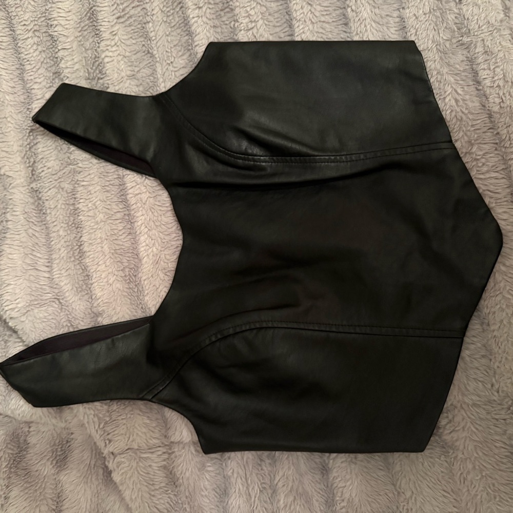 Black Faux Leather Crop Top